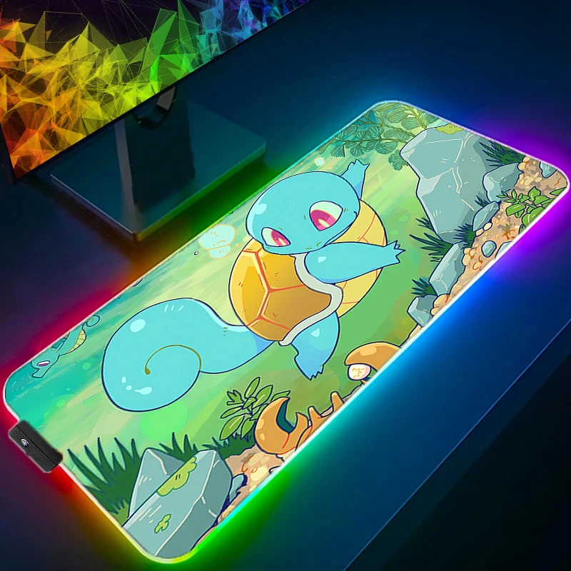 

Большой коврик для мыши с подсветкой Pokemon Pikachu, светодиодный коврик для офисного компьютера, RGB-коврик для стола, аксессуары для клавиатуры, игровой коврик для мыши с подсветкой