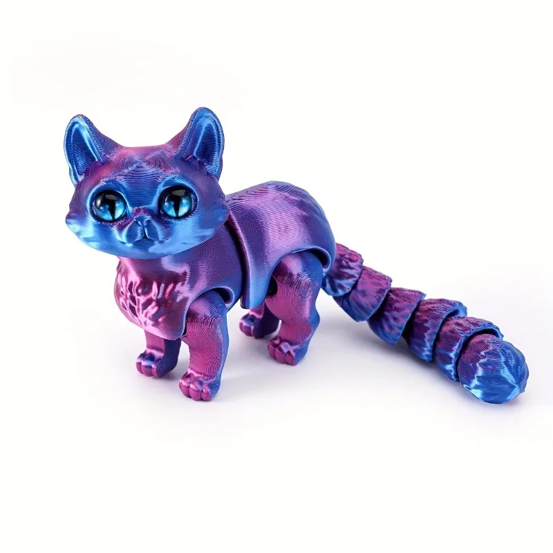 Modello di gatto carino stampato in 3D Giocattoli Ornamento di gatto Figurina realistica senza peli con giunto mobile Regali divertenti per bambini Decorazione da tavolo