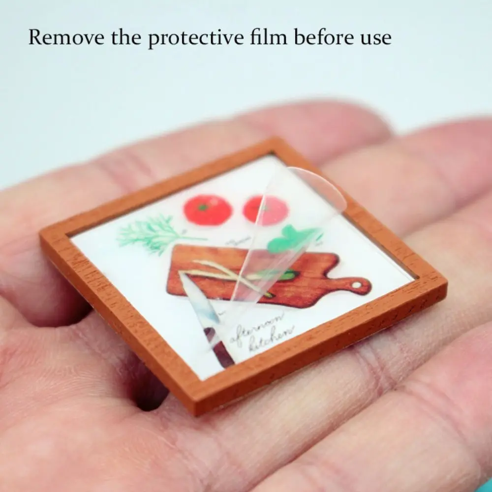 Holz Puppenhaus Mini Rahmen Wandbild Quadrat für 1/3, 1/6 BJD Wandmalerei Miniatur Puppenhaus Moderner Stil Illustration Kinder
