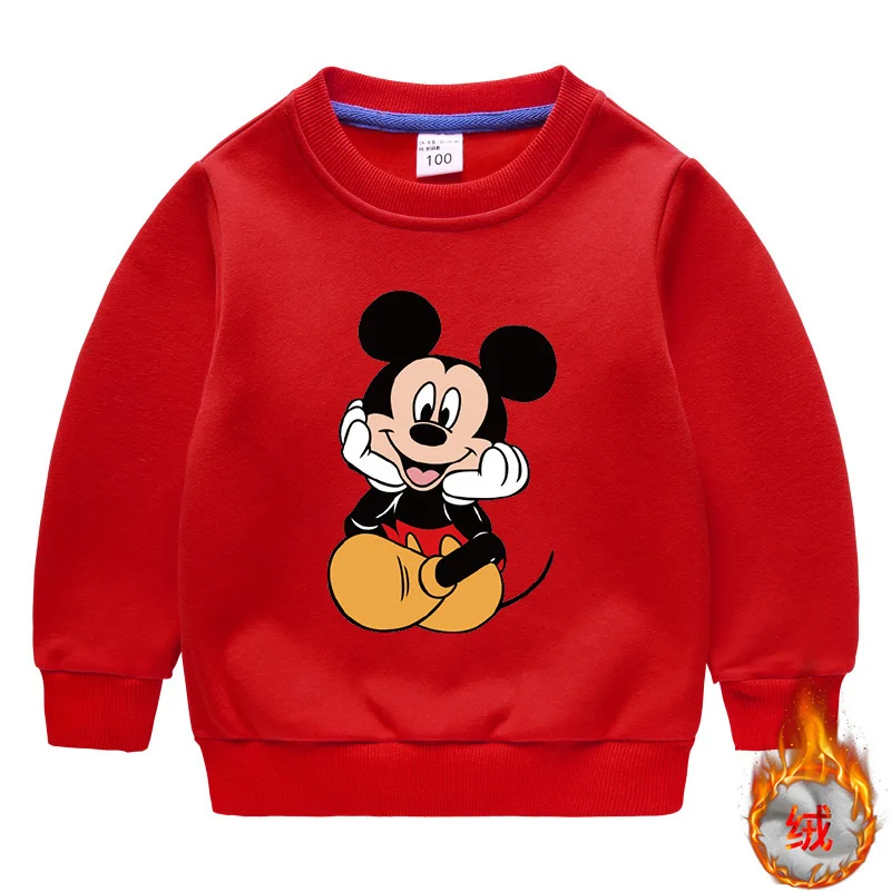 MINISO Disney Mickey Mouse and Donald Duck Children's Fleece Sweatshirt Autumn and Winter Thickened Warm Base Winter  Clothing