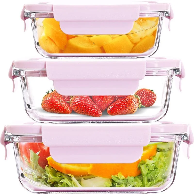 Food Grade Sealed Lunch Box Glass Preservation Container Microwave Oven Special Refrigerator Heating Glass Rice Box Stainless...