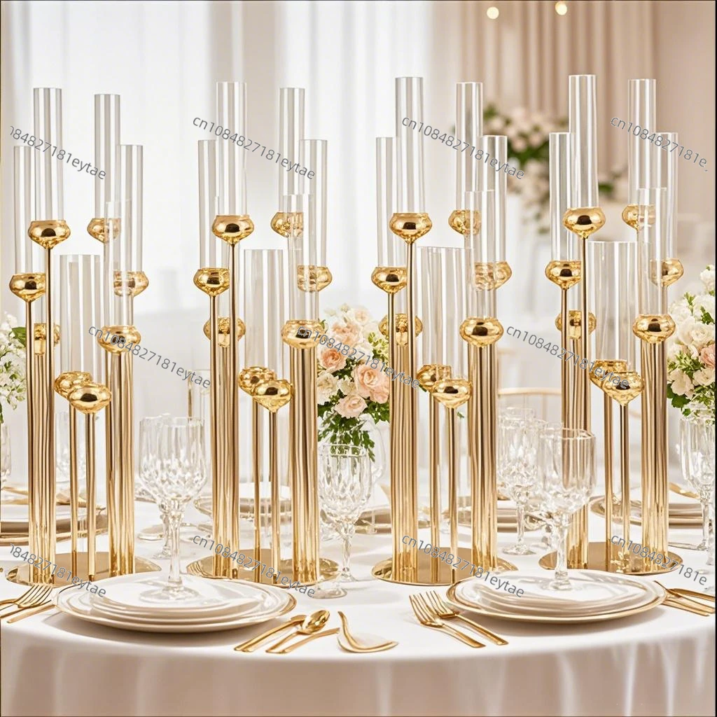 Candle Holder Set - Set Lilin Logam 8 Lengan, Tinggi