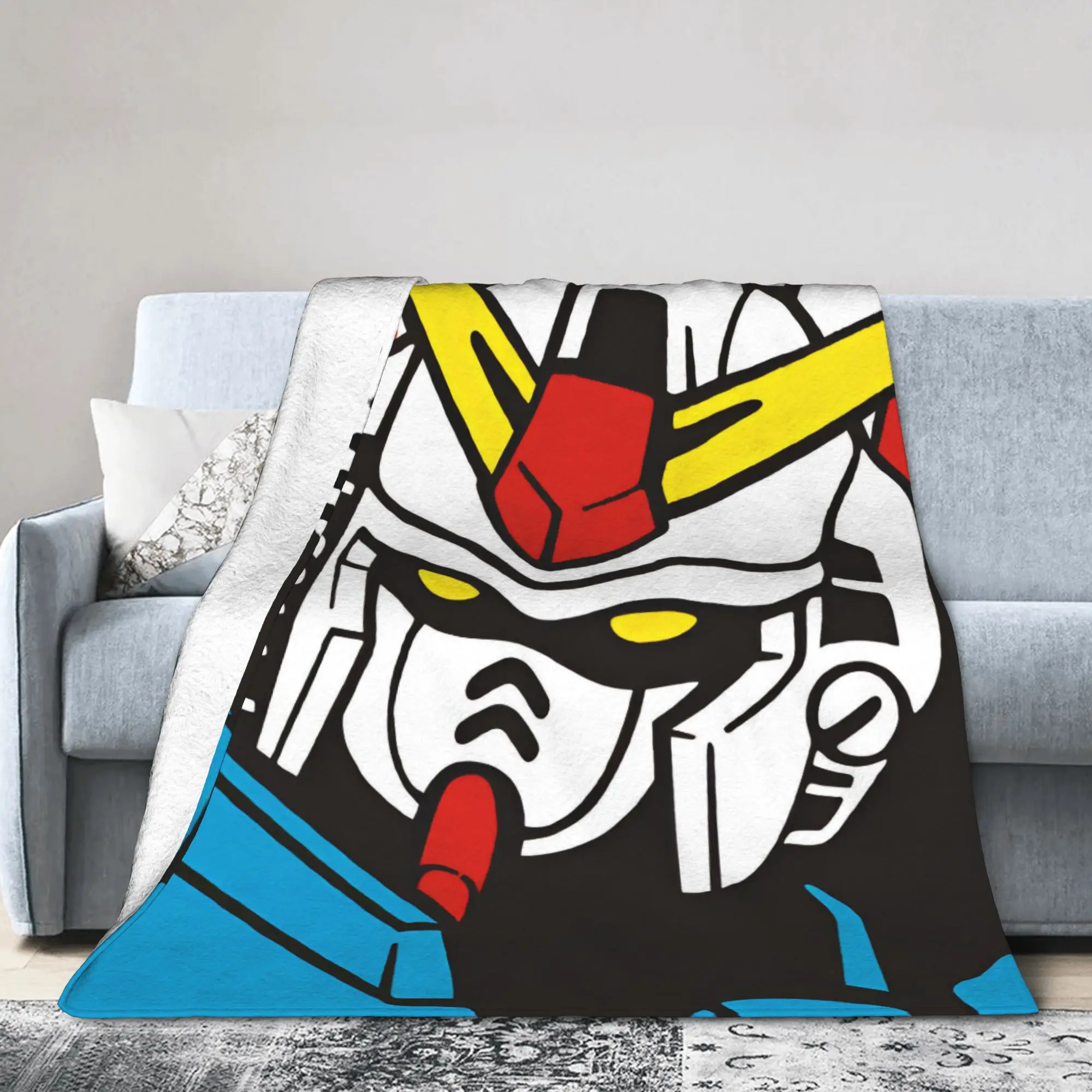 Gundams RX-78-2 Anime  Blanket Cover  Fleece Throw Blankets Summer Air Conditioning Portable Lightweight Bedspreads,