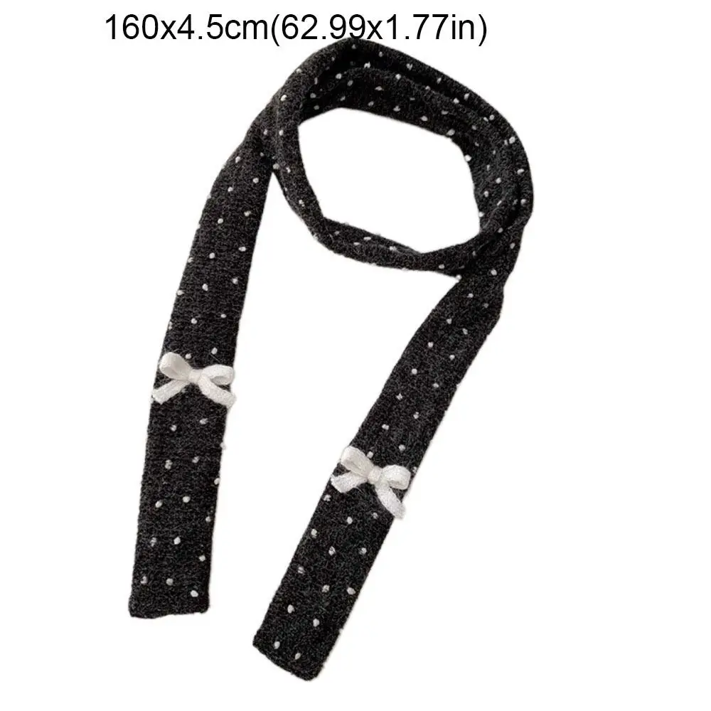 ผ้าพันคอไหมพรมลายจุดอเนกประสงค์ สไตล์ฮาราจูกุ ตกแต่งชุดสไตล์เกาหลี Y2K ผ้าพันคอยาวทรงแคบ สตรีทแวร์