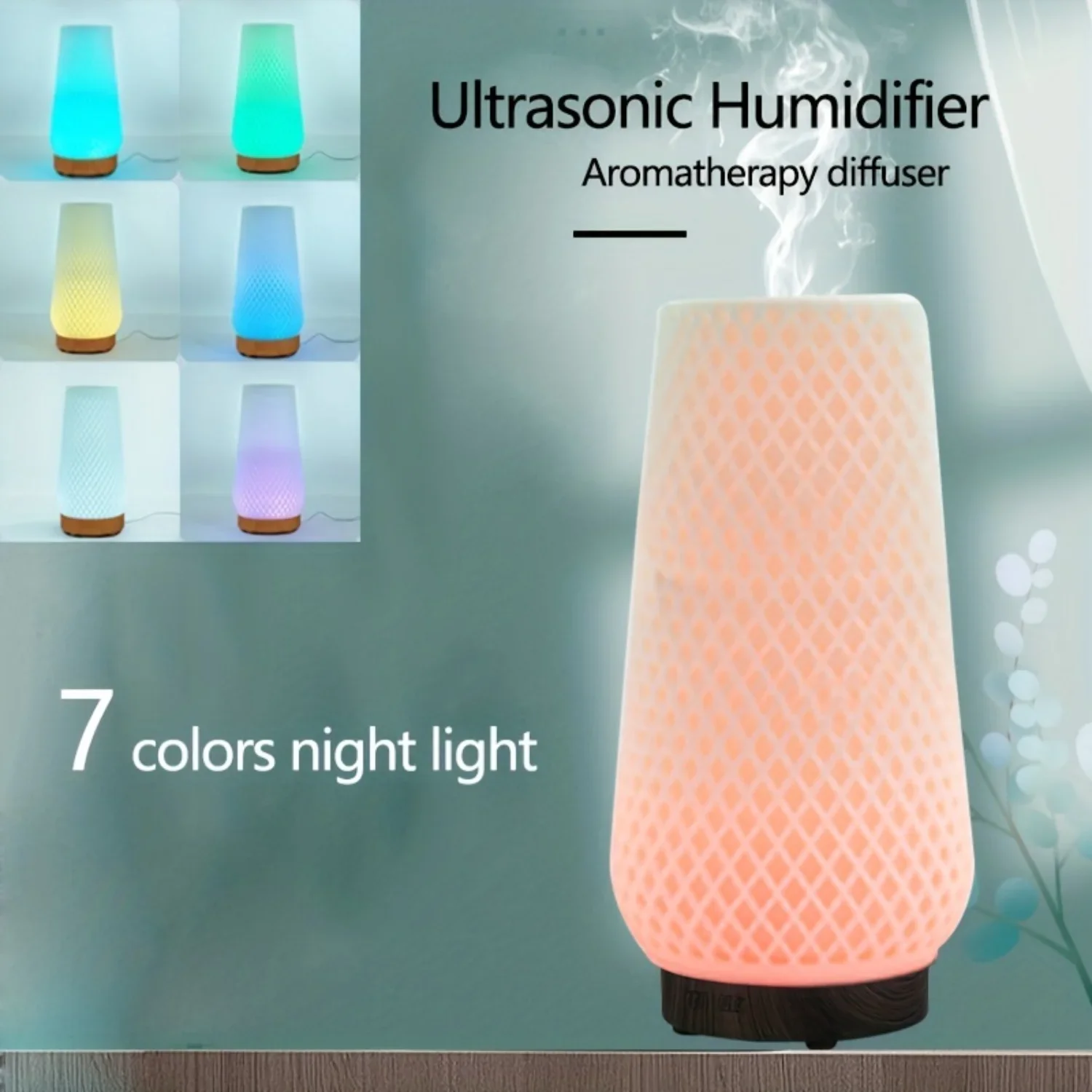 Portable Cool Mist Humidifier, 7 Color Night Light, USB Essential Oil Diffuser - Air Moisturizer & Relaxation