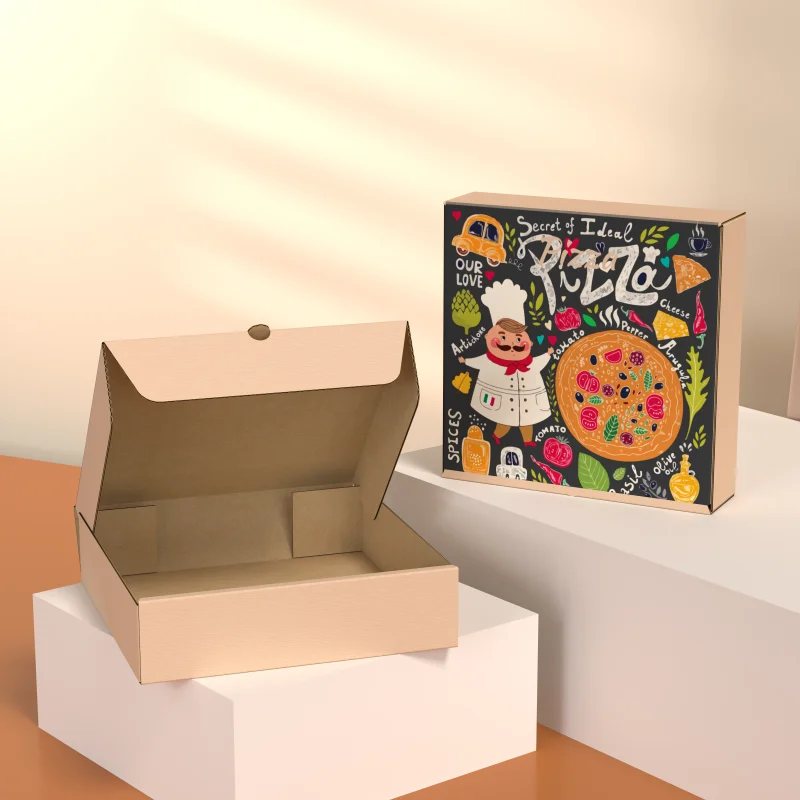 Minimum Order 500pcs Custom Logo Pizza Boxes Packaging Wholesale Cardboard Food Baking Box New Design Packaging Box for Pizza 