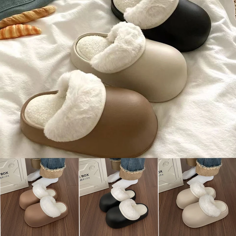 Winter Anti Slip Slip Koppels Katoenen Slippers Koreaanse Versie Retro Casual Minimalistische Schattige Warme Dames Warmte Schoenen