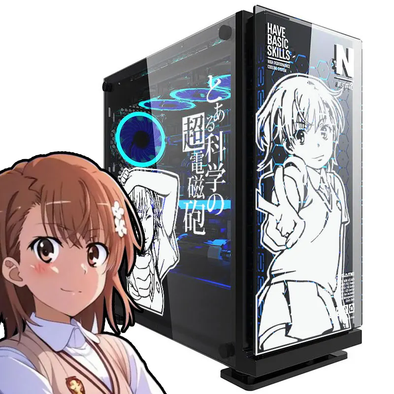 

Mikoto Anime Stickers for PC Case,Japanese Cartoon Decor Decals for Atx Gaming Computer Chassis Skin,Waterproof Hollow Out Decal