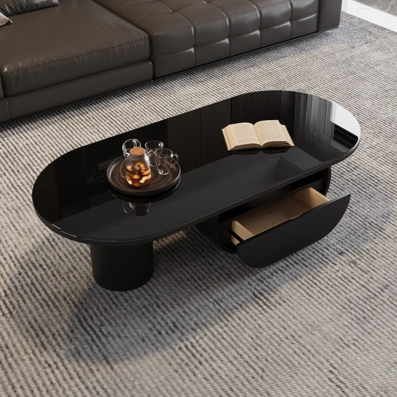 Italian light luxury tempered glass coffee table small apartment living room storage tea table coffee table homestay simple draw
