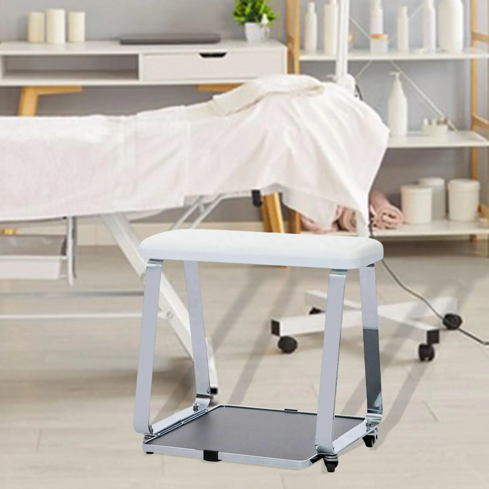 

Pedicure Nail Pillow Leg Rest with Caster Wheels Stainless Steel Frame Comfortable Non Slip Pedicure Stand Beauty Footrest