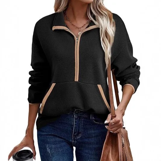 

Women's Sweater, Lightweight V-Neck Sweater, Women's Half Zip Pullover, Autumn Women's 2025