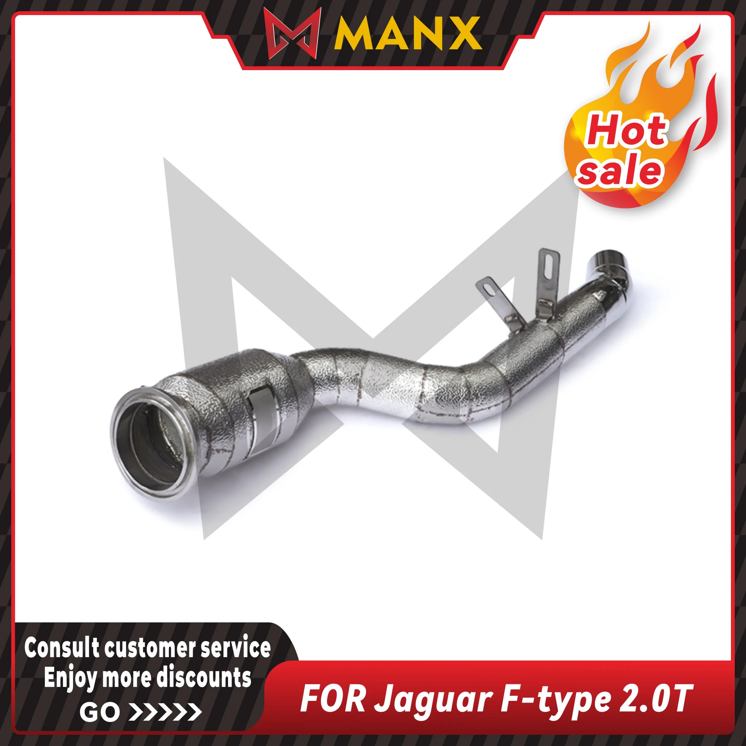 

MANX Car Exhaust system for Jaguar F-type 2.0T Catalyzed Downpipe Catless Downpipe Stainless steels Performance exhaust pipe