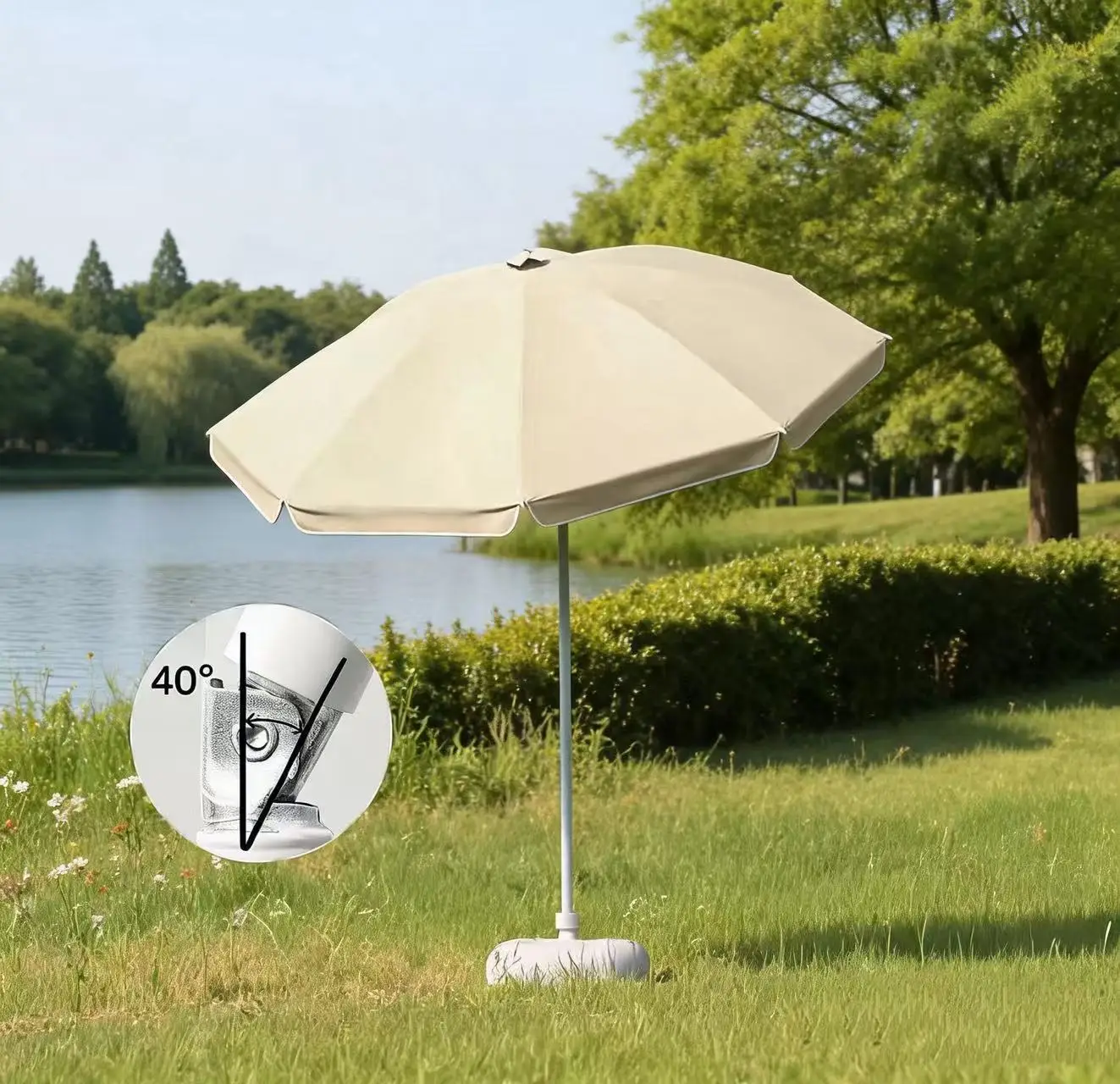 1Pc Adjustable Outdoor Sun Shade Umbrella, Large Size Commercial Stall Umbrella for Backyard Patio Garden, Suitable for Beach,