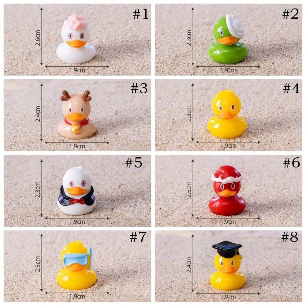 Simpatiche mini figurine di anatra artigianato in resina figurine di anatra fatte a mano in miniatura fai da te cartone animato micro decorazione paesaggistica
