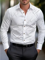 All men's casual retro fashion style shirt with button up collar, soft and comfortable men's top, plus size