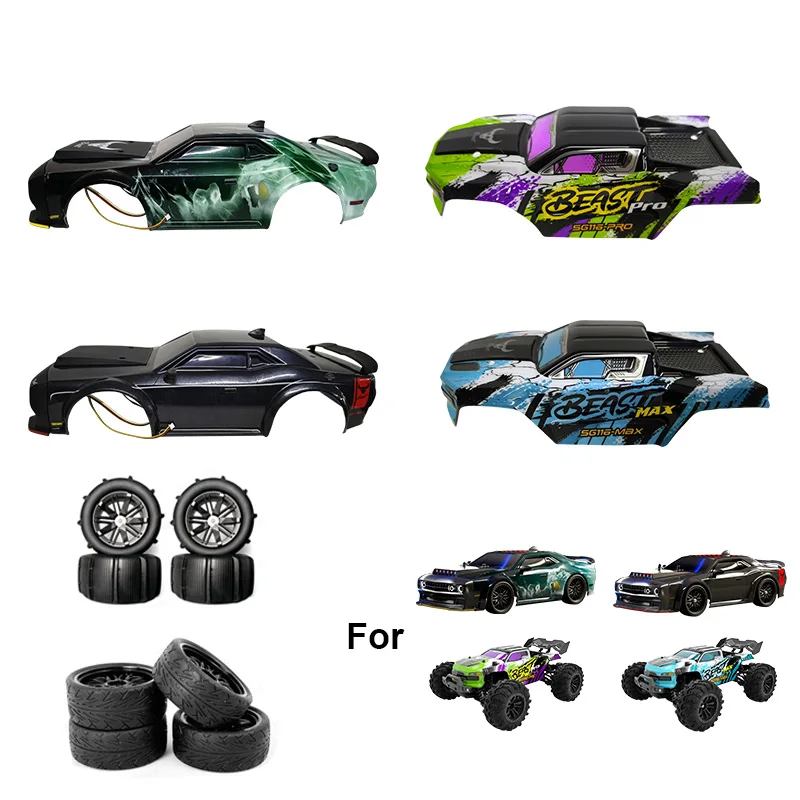 JCMO Car Shell for SG116 SG216 Series High Speed RC Car Original Accessory SG216 Drifting Tires Vacuum Tires for SG116 Car Parts