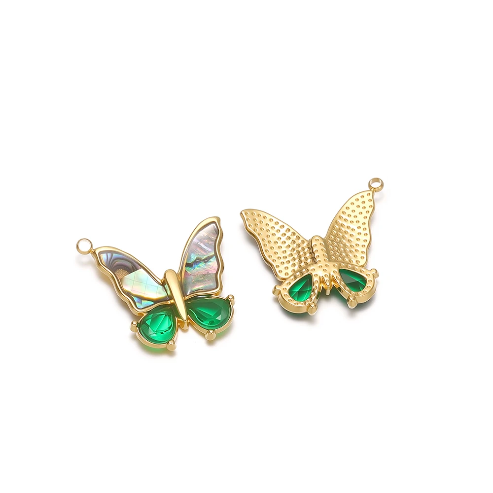 3Pcs Stainless Steel Butterfly Charms Abalone Shell Pendant for Girls DIY Jewelry Necklaces Making Bracelet Findings Accessories