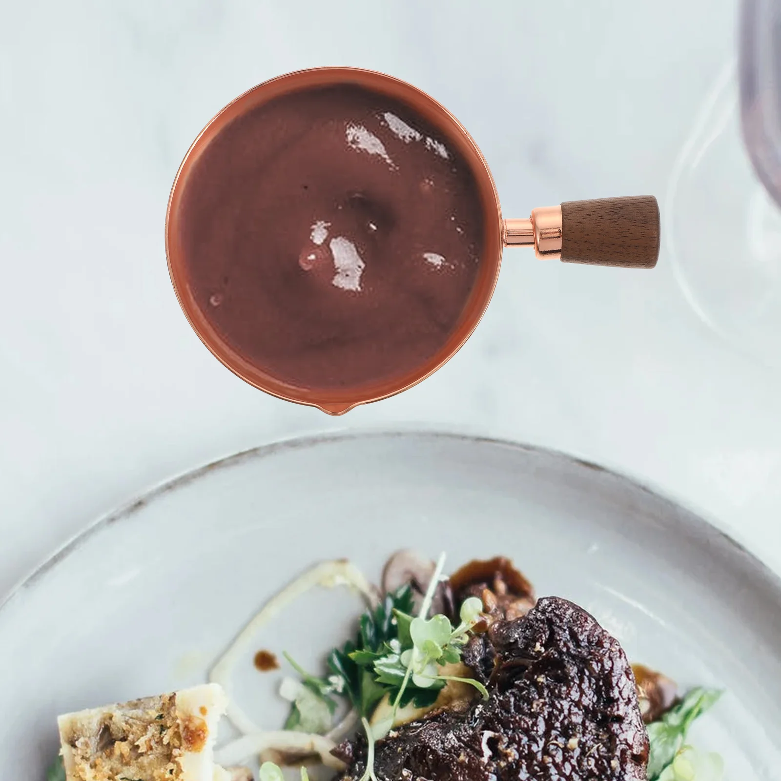 

1 pc Stainless Steel Wood Handle Sauce Cup Thickened Dipping Bowl For Hot Pot Western Food Seasoning Kitchen Utensil Soy Sauce