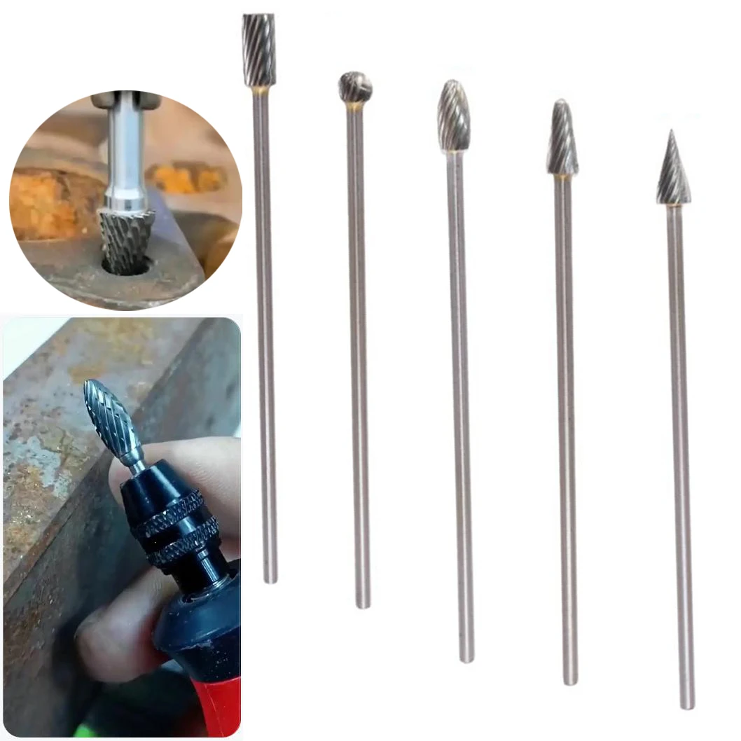 5 stks Roterende Bramen Met 1/8 Inch Schacht 100mm Lange Single Cut Head Roterende Bramen Frezen Voor Metaalbewerking slijpen Lassen Set