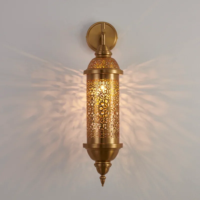 Retro Vintage Moroccan Hollow Carved Wall Lamp Gold Luster LED E27 Decorative Wall Mounted Villa Restaurant Hotel Bar Homestay