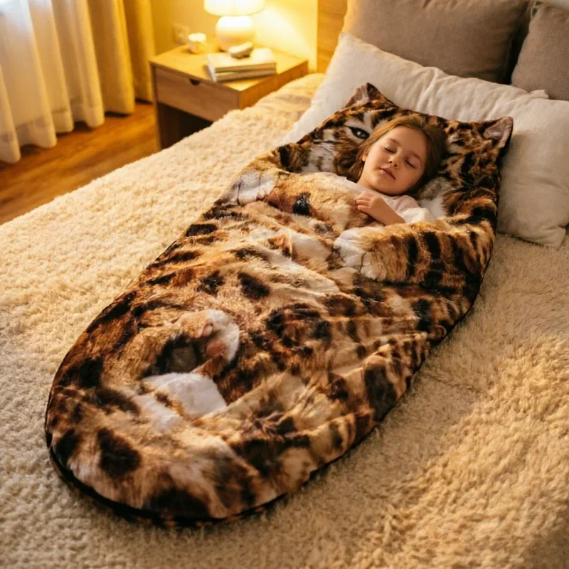 Camping Sleeping Bag for Adults Giant Cat Shaped Envelope Sleeping Bag Soft Warm Sleeping Sack for Indoor Outdoor Backpacking