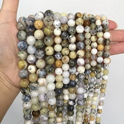 6/8/10mm Natural Stone White Opal Round Loose Spacer Beads for DIY Jewelry Making Bracelets Necklace Accessories Supplies 15''