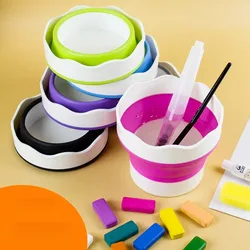 Artist Water Cup - Grey Paint Brush Washer Folding Washing Bucket Retractable Brush Bucket