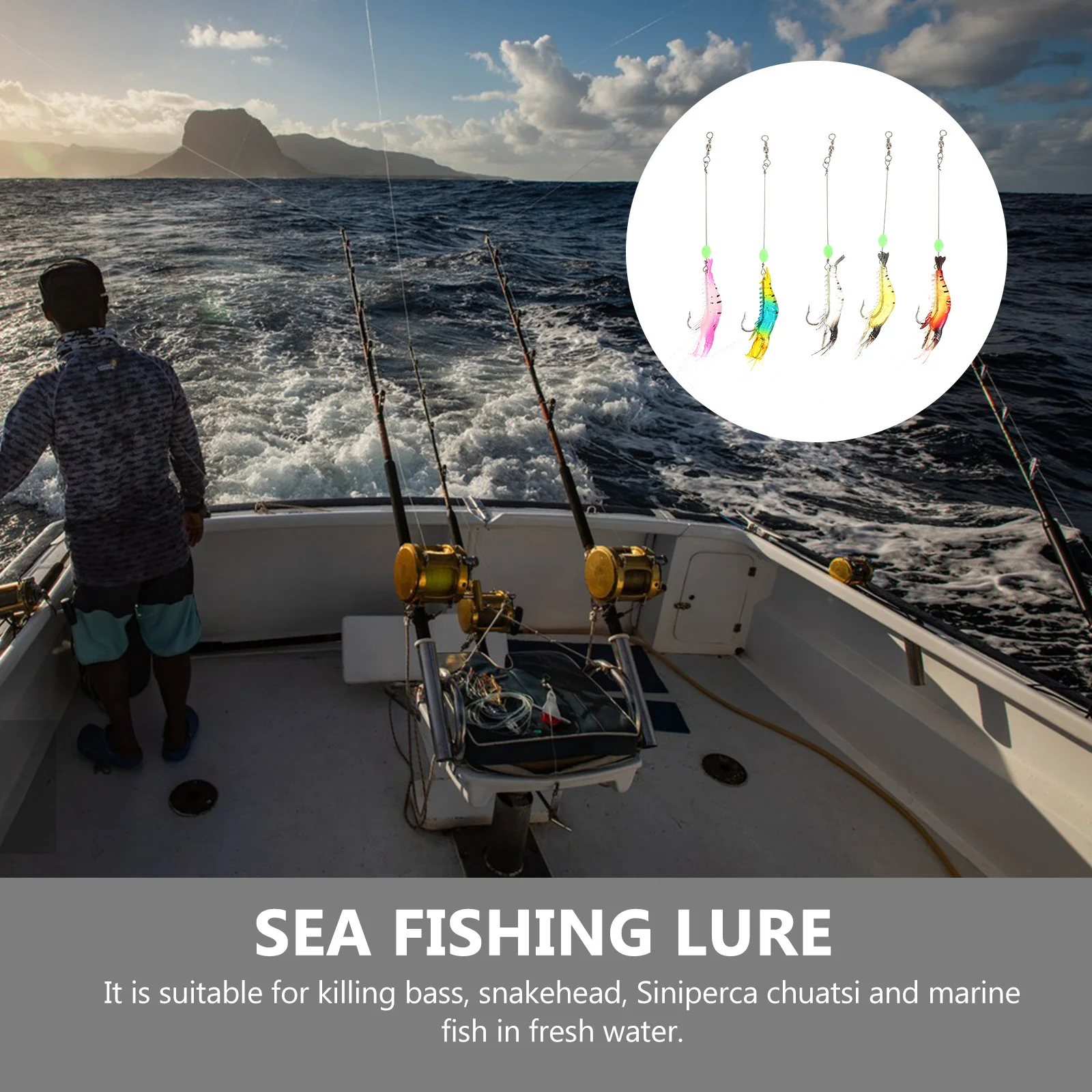 

10Pcs Luminous Shrimp Lure Realistic Bionic Fishing Baits for Saltwater Freshwater Bass Fish Hooks Fishing Tackle Kit