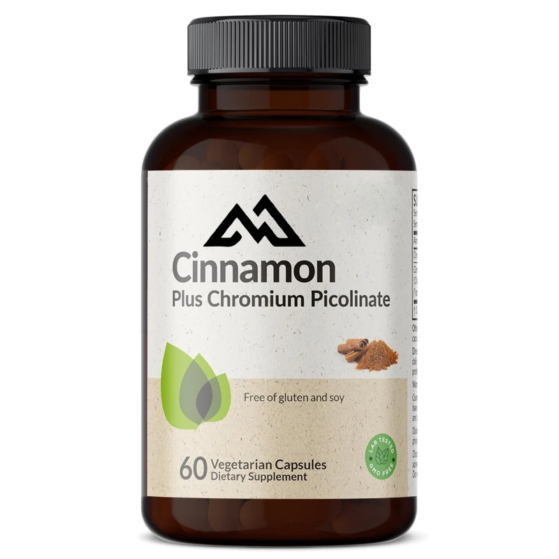 

2-in-1 Cinnamon 2000mg per serving, chromium added, non GMO, 60 capsules vegetarian, trace minerals not containing GMO soybeans