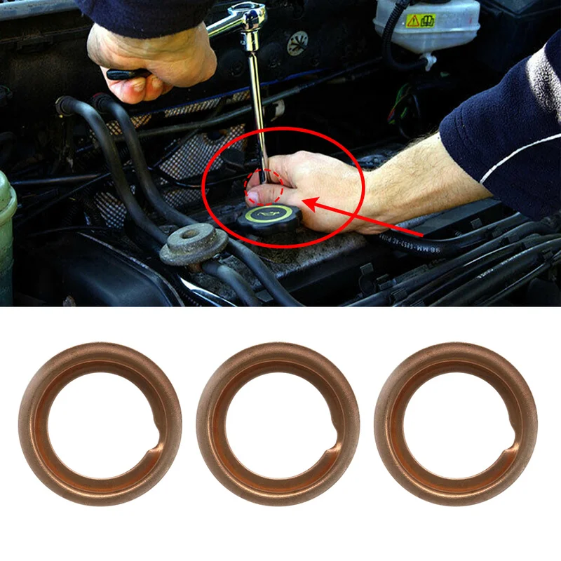 

5pcs Car Engine Oil Drain Plug Gaskets 1102601M02 Copper Colored Oil Drain Plugs Crush Washers Gaskets Rings for Nissan Infiniti