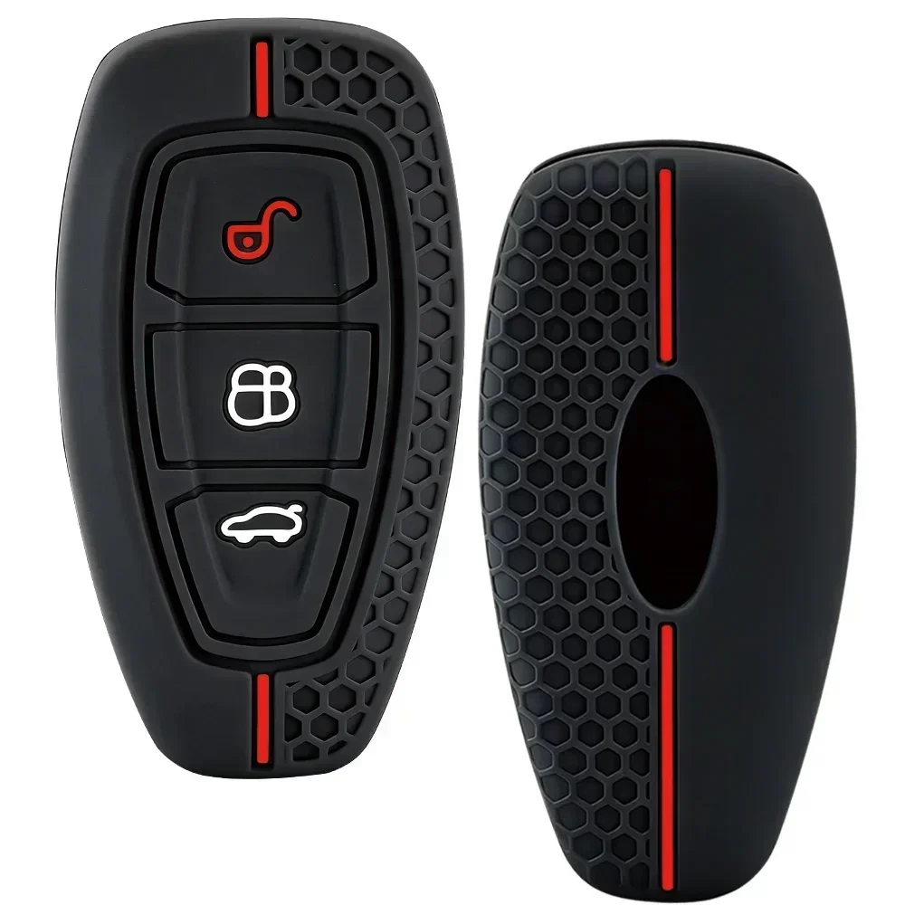 Car Key Pack for Ford ST Line Fiesta Focus Mondeo Ecosport Kuga Puma Edge Escape Metallic Silicone Car Key Fob Case Accessories