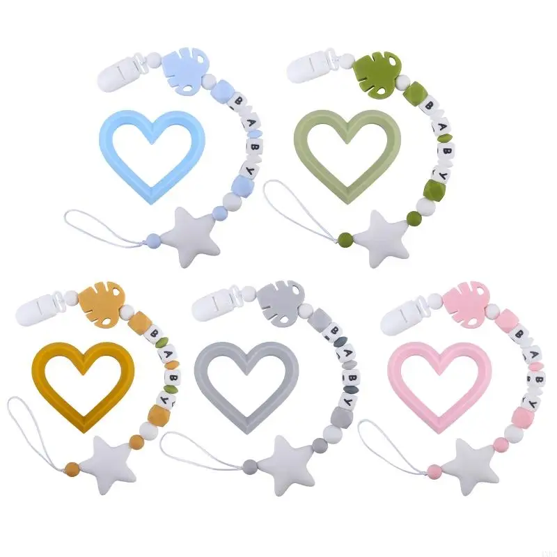 

Practical Nipple Holder Beaded Silicone Baby Pacifier Clip Chain Silicone Elegant Nipple Leash Strap Colorful Beads 4XBC