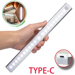 Veilleuse LED aste sans fil avec capteur de mouvement, type C, lampe d'armoire, rétroéclairage d'escalier pour cuisine