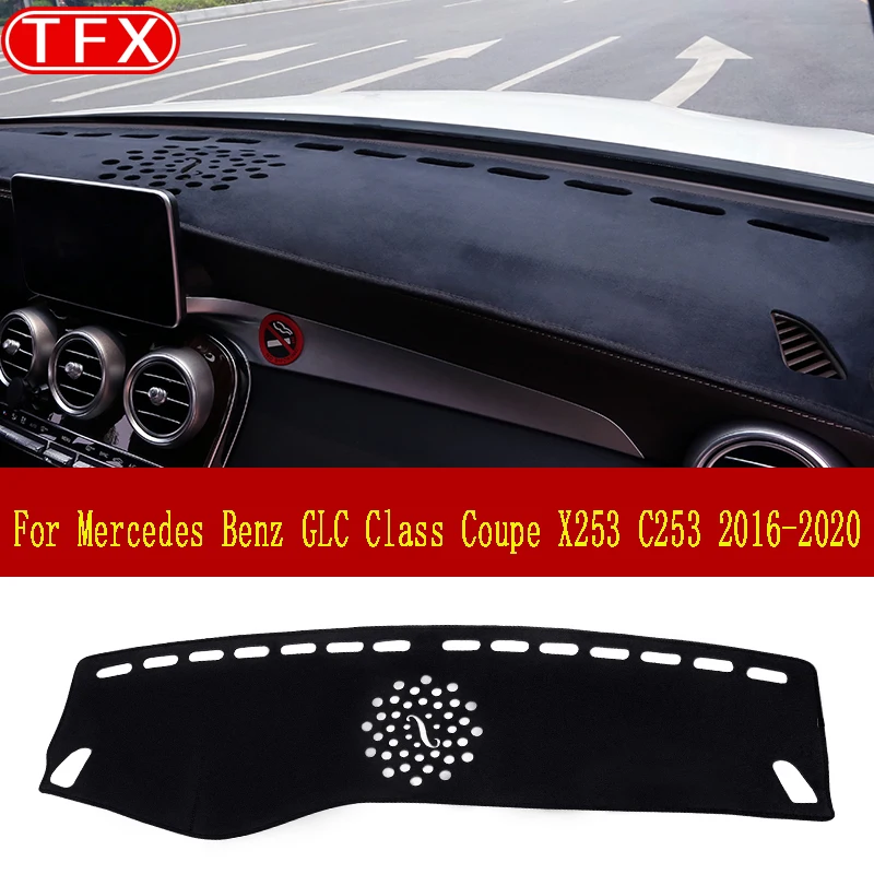 Flannel Dashmat for Mercedes Benz GLC Class Coupe X253 C253 Anti-Slip Mat Dashboard Sunshade Carpet Accessories GLC300 200 220