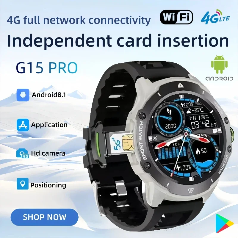 New 1.43" AMOLED Display Smart Watch G15 Pro 4G SIM Support & Video Calling WiFi+GPS Dual Positioning Sports Fitness Waterproof
