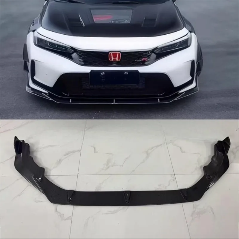 

Для Honda 11-го поколения Civic TypeR FL5, передняя губа из настоящего углеродного волокна, передний бампер, нижняя губа под спойлер, сплиттер, комплект кузова