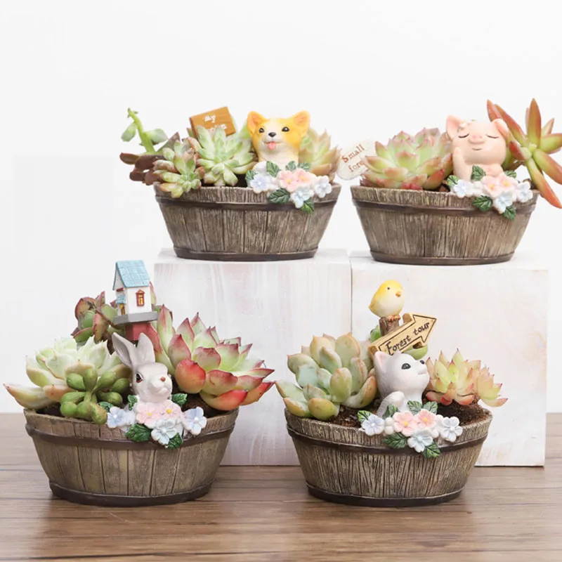 

Succulent Plant Pot Silicone Mold Creative Animal Cap Rabbit Dog Pig Micro Landscape Clay Clay Mold