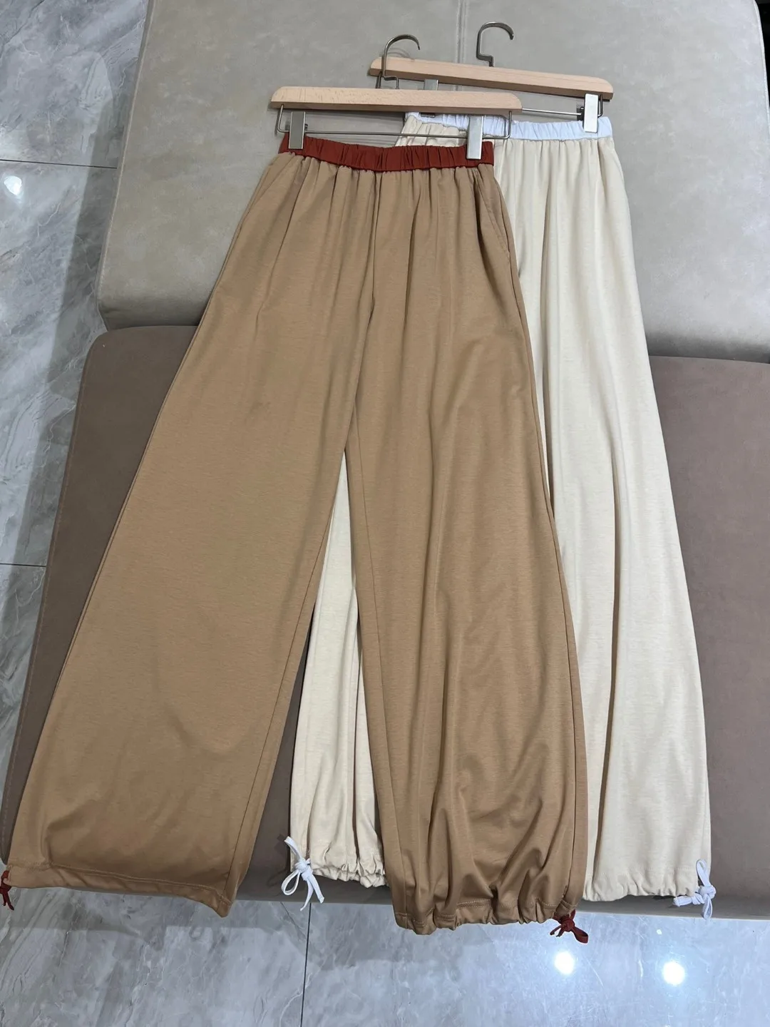 Ultra-thin cotton casual pants with loose and elastic waist