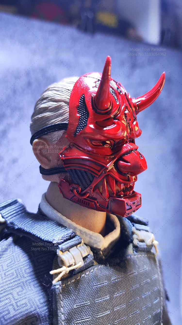 Maska Hannya w stylu mechanicznego punku, skala 1/6, japoński żołnierz, pasuje do figurek akcji 12-calowych.