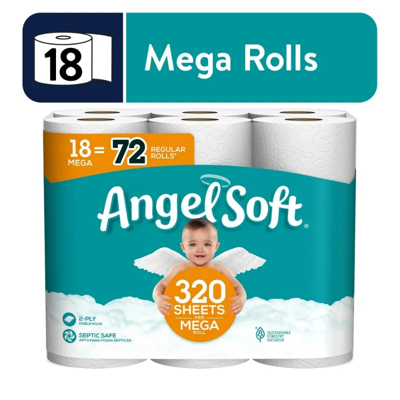 (4 pack) Angel Soft Toilet Paper, 18 Mega Rolls