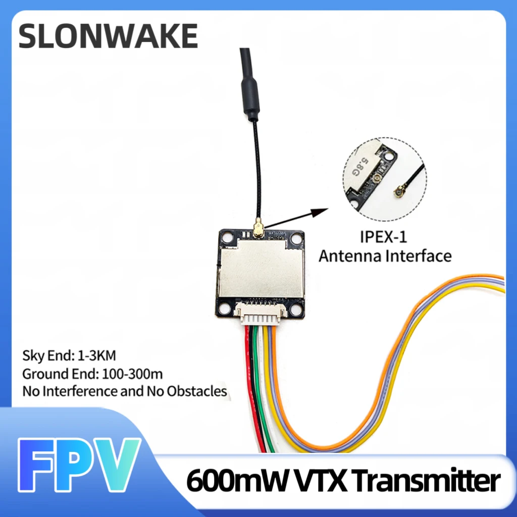 

SLONWAKE 5.8G Module 48CH 600mW Power VTX Video Transmitter With overheat protection.for RC FPV Long Range Fixed-wing Drones.