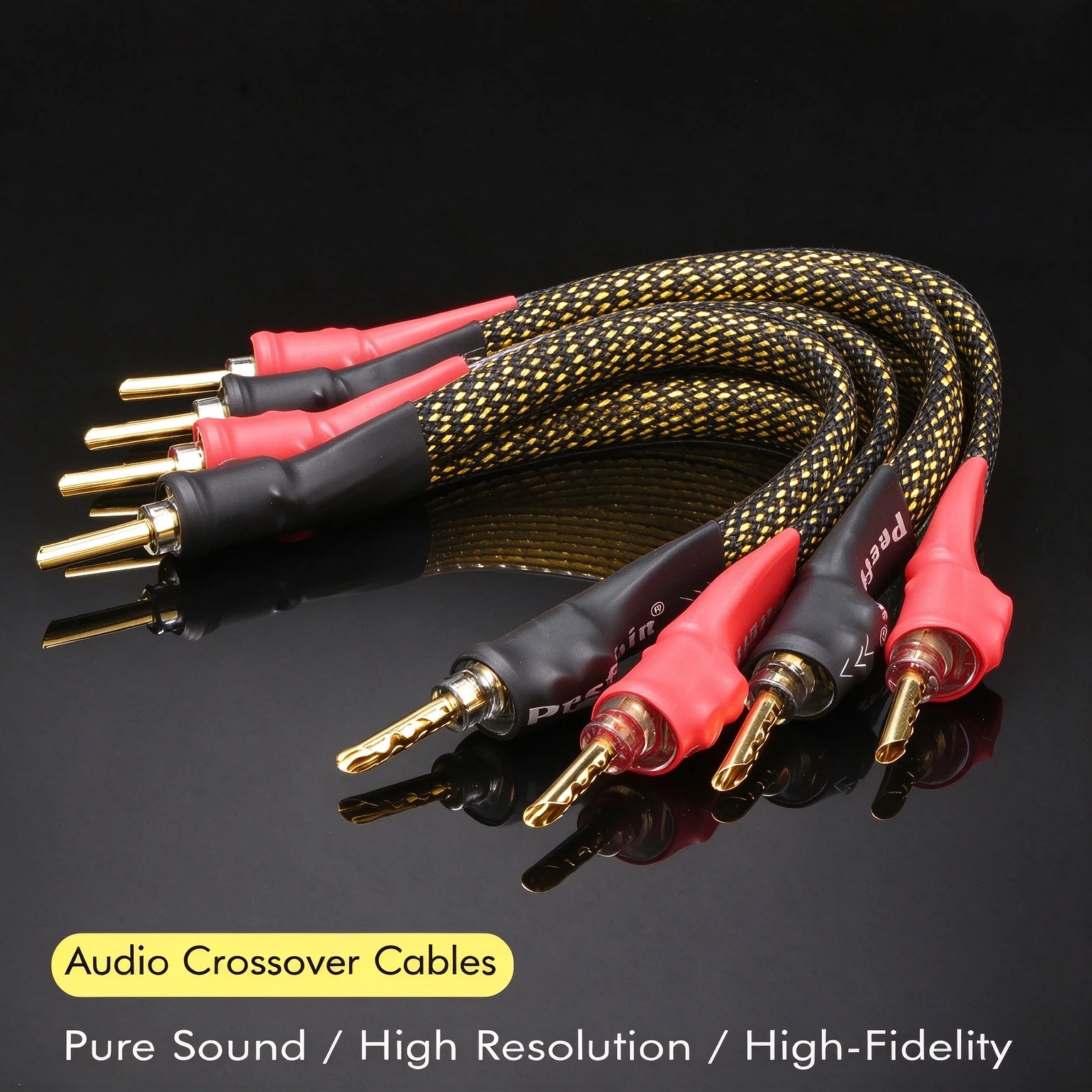 4 Pieces Jumper Cable 8NOCC Bridge Val Wiring Speaker Bridge/Jumper Audio Cable, Banana to Spade Terminals Dual Line Splitter