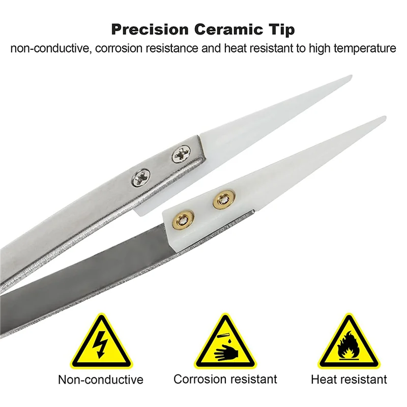 Pincettes à souder inverse de précision ABBP-24 pièces, ensemble de pincettes à pointes pointues et incurvées Non conductrices, antimagnétiques
