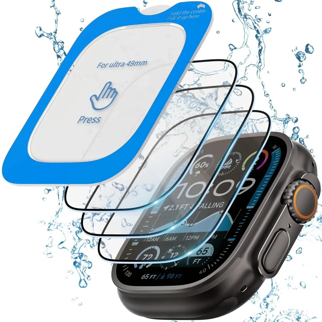 Quick Pasting Tempered Glass Film For Apple Watch Ultra 3-2-1 49mm Easy to Install Screen Glass Protective Film Ultra 3/2/1 49mm
