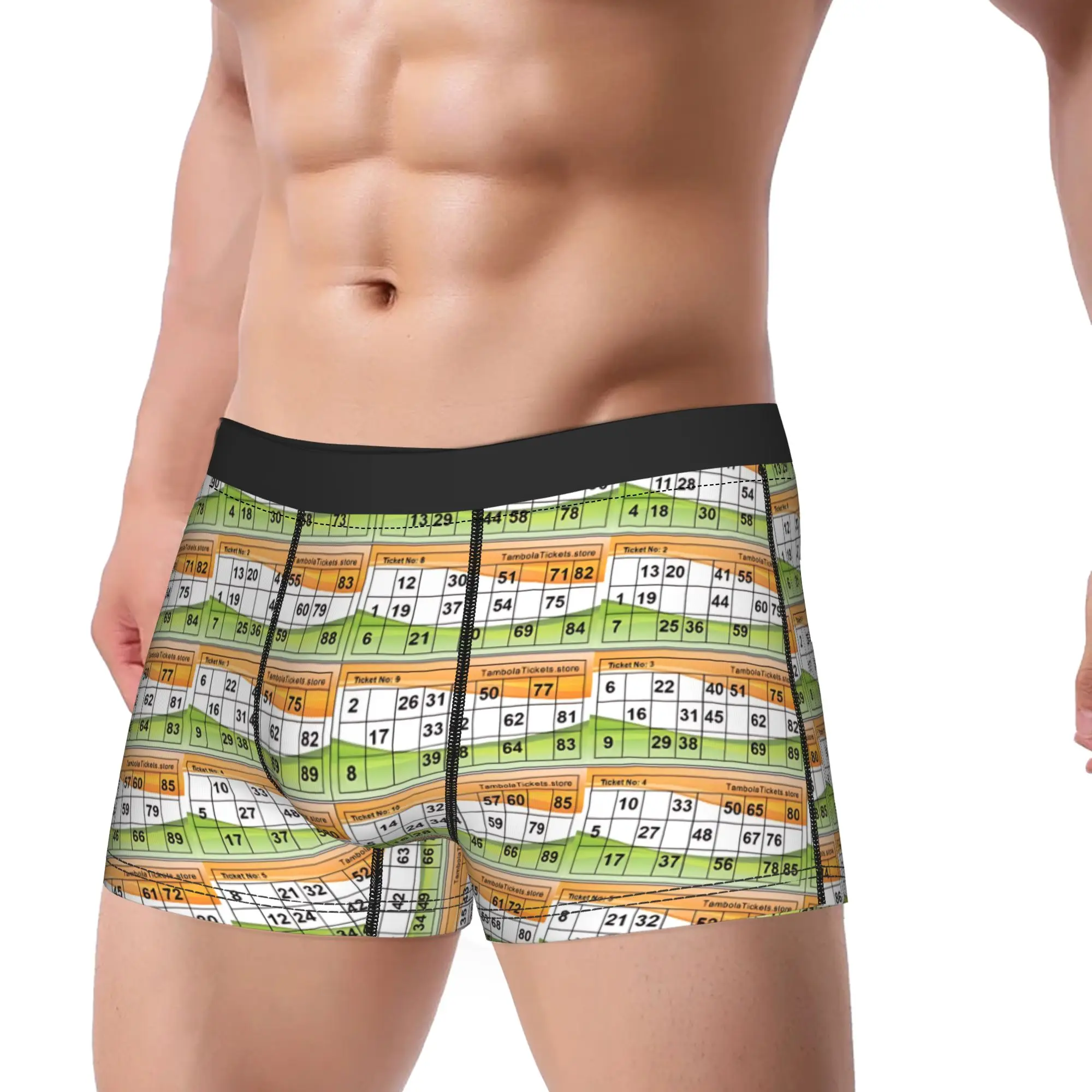 1piece  Full Bingo Card Design with Numbers Underpants Breathbale Panties Male Underwear Ventilate Shorts