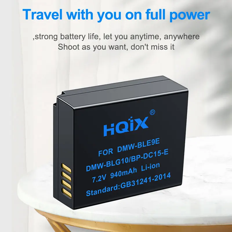 HQIX for Panasonic DMC-TZ85 TX1 LX100 GX85 GF6 GX7 ZS110 DC-TZ90 GX9 ZS220 ZS70 Camera DMW-BLG10 Dual Charger Battery