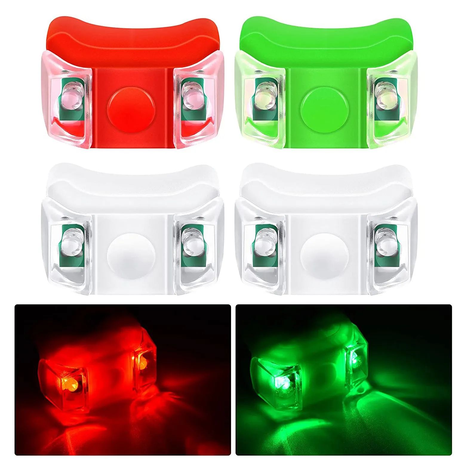 4 luces LED de navegación para barco, yate, moto, bicicleta, caza, correr nocturno, pesca (rojo, verde, blanco)