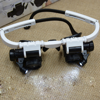 AA63 HOT 8X 15X 23X Double Eye Loupe Head Wearing Repair Jeweler Watch Clock Magnifier Illuminated Magnifying Glass With LED Lig