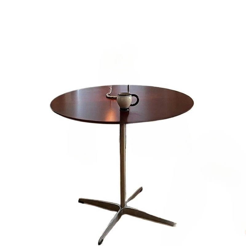 French round table, walnut small apartment living room, simple round, retro coffee table