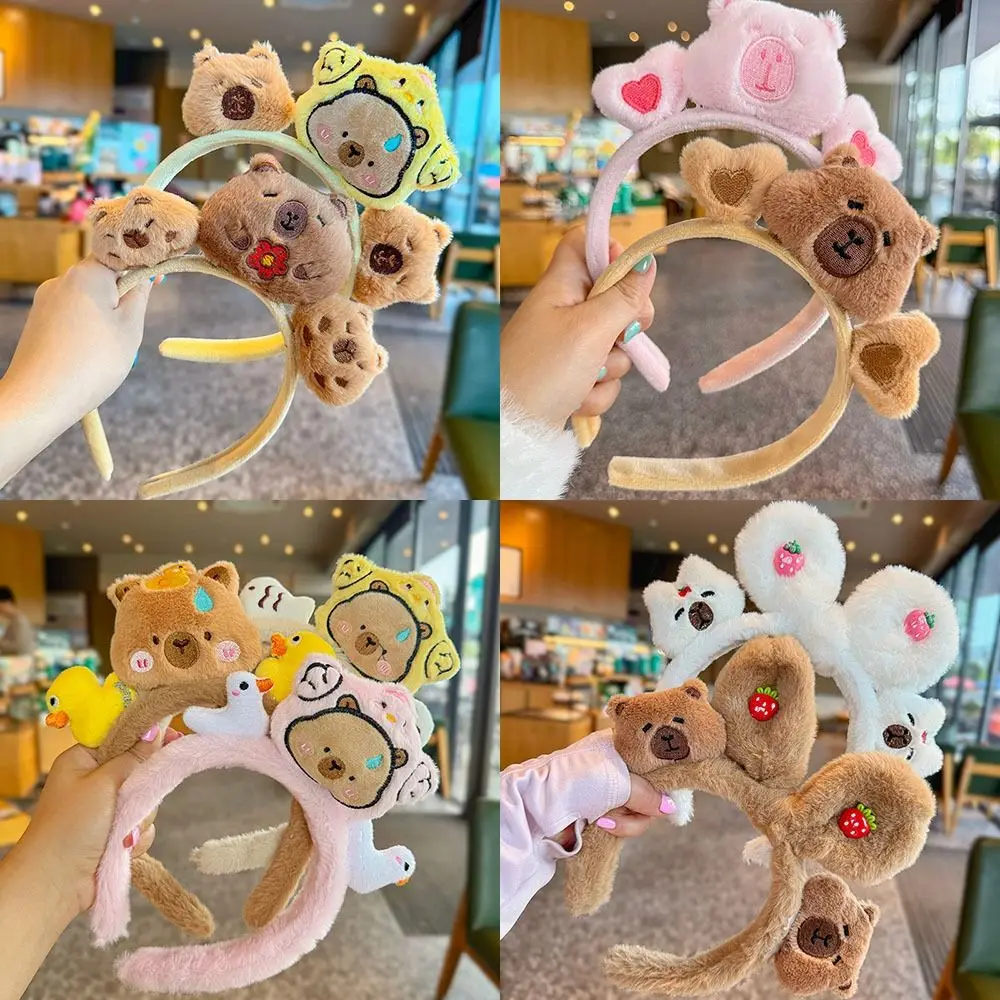 Diadema de capibara de dibujos animados de estrella de estilo coreano, herramienta de maquillaje de moda, accesorios para el cabello, diadema de muñeca de Anime bonita para fiesta